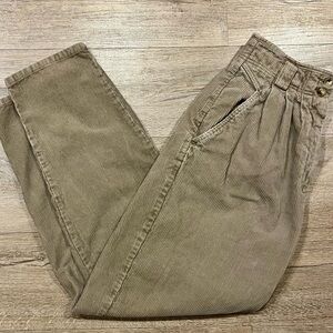 Vintage Radishes and Roses Tan High-Waist Corduroy Straight-Leg Pants